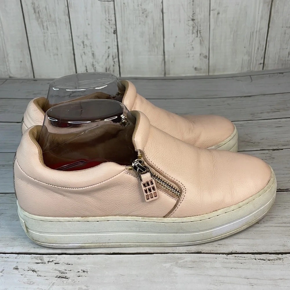 Blush Pink Leather Skechers Street Uplift-Double Zipper Platform SlipOn